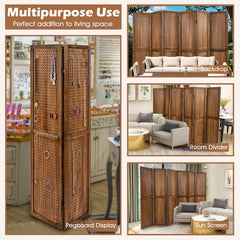 Pegboard Display with 360° Metal Hinges and Solid Wood Frame