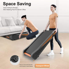 Rovix Portable Compact 2HP Under Desk Treadmill With Safety Key And Wheels for Home And Office Workouts (SAK72810)