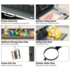 Portable Outdoor 4 Burner Propane Flat Top Gas Grill W/ Wheels, 60K BTU (SAK66104)