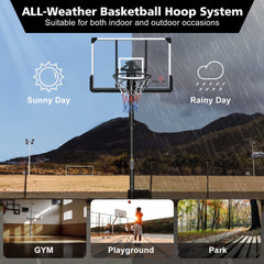 Portable Outdoor All-Weather Height Adjustable Basketball Hoop With 44-Inch Backboard And Wheels, 10FT (SAK58741)