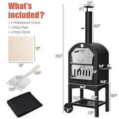 Portable Outdoor Wood Fired Pizza Oven W/ Pizza Stone & Waterproof Cover (SAK82635)
