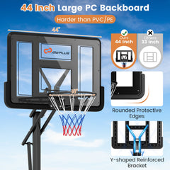Portable Basketball Hoop with 4.6 to 10 Feet 10-Level Height Adjustable