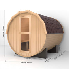 Thermora Premium All-Weather Outdoor Pinewood Barrel Sauna Kit With 4.5KW Heater And Tempered Glass Window (SAK91462)