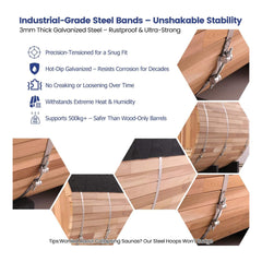 Thermora Premium All-Weather Outdoor Pinewood Barrel Sauna Kit With 4.5KW Heater And Tempered Glass Window (SAK91462)