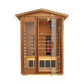 Thermora Deluxe 2-Person Outdoor Mahogany Low EMF Far Infrared Sauna With Bluetooth Audio And LED Lights (SAK83719)