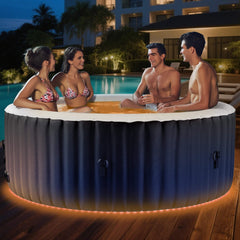 Premium Large 4-Person Inflatable Hot Tub Kit With 8-Color LED Lights (SAK20759)