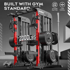Rovix Premium All-In-One Squat Rack Power Cage With Smith Machine, 2000LBS (SAK59213)