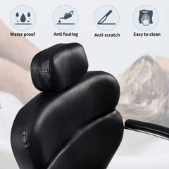 Premium Black PU Leather Reclining Barber Chair With Hydraulic Pump (SAK53892)