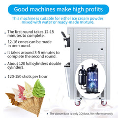 Premium Commercial Vertical 2000W 3-Flavor Soft Ice Cream Machine With Dual 6L Hoppers, 25-30L/H (SAK93406)