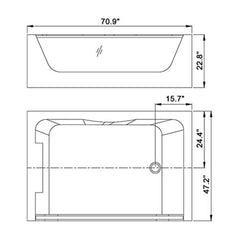 Alora 71-Inch Premium Freestanding Rectangular Hydromassage Soaking Spa Bathtub (SAK28534)
