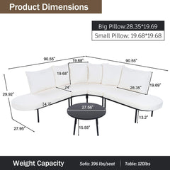 Alora Premium Half-Moon 6-Person Curved All-Weather Outdoor Furniture Sofa Patio Set With Coffee Table And Cushions (SAK76332)