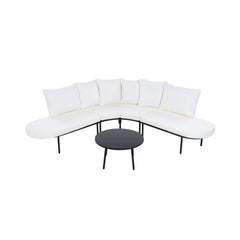Alora Premium Half-Moon 6-Person Curved All-Weather Outdoor Furniture Sofa Patio Set With Coffee Table And Cushions (SAK76332)