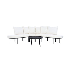 Alora Premium Half-Moon 6-Person Curved All-Weather Outdoor Furniture Sofa Patio Set With Coffee Table And Cushions (SAK76332)