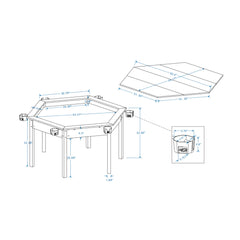 Premium 6-Person Hexagonal Game And Dining Table With Top, Mat And Cup Holders (SAK67845)