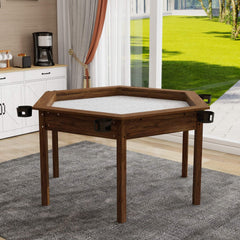Premium 6-Person Hexagonal Game And Dining Table With Top, Mat And Cup Holders (SAK67845)