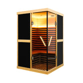 Thermora Premium Large 2-Person V-Shaped FAR Infrared Sauna Room With Double Glass Doors, 1980W (SAK96413)