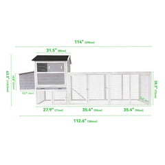 Large Heavy-Duty 113-Inch Outdoor Anti-UV Waterproof Wooden Chicken Coop Hen House (SAK32684)