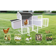 Large Heavy-Duty 113-Inch Outdoor Anti-UV Waterproof Wooden Chicken Coop Hen House (SAK32684)