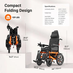 Motivo Premium Lightweight Electric Full Reclining Motorized Foldable Wheelchair (SAK91516)