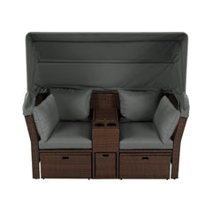Alora Premium Outdoor 2-Seater Patio Daybed With Foldable Awning, Cushions, And Rattan Frame (SAK90233)