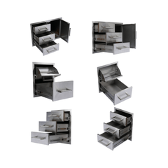 Premium Outdoor Kitchen With 32-Inch 60K BTU Built-In Stainless Steel LPG Gas Grill, Door And Drawer Combo And Stainless Steel Ice Box (SAK98661)