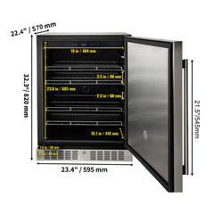 Premium 5.3 Cu.Ft Single Door Stainless Steel Built-In Wine Beverage Undercounter Refrigerator (SAK95276)