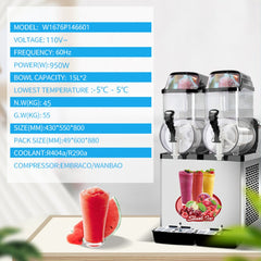 Premium Stainless Steel Margarita Frozen Drink Double Tank Slushy Maker Machine, 30L (SAK48253)