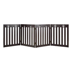 24 Inch Folding Wooden Freestanding Pet Gate Dog Gate with 360° Hinge