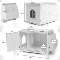 Large Wooden Cat Litter Box Enclosure with the Storage Rack
