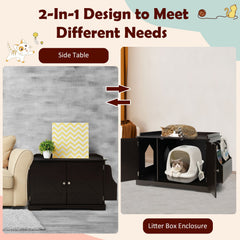 Large Wooden Cat Litter Box Enclosure with the Storage Rack