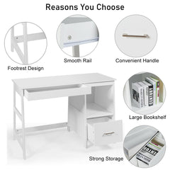 47.5 Inch Modern Home Computer Desk with 2 Storage Drawers