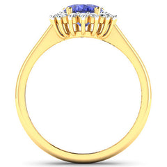 1.92 Carat Genuine Tanzanite and White Diamond 14K Yellow Gold Ring