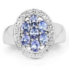 1.19 Carat Genuine Tanzanite .925 Sterling Silver Ring