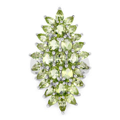 8.89 Carat Genuine Peridot .925 Sterling Silver Ring