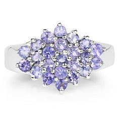 1.61 Carat Genuine Tanzanite .925 Sterling Silver Ring