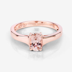 0.70 Carat Genuine Morganite .925 Sterling Silver Ring