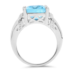 8.89 Carat Genuine Swiss Blue Topaz .925 Sterling Silver Ring
