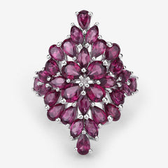 7.52 Carat Genuine Rhodolite .925 Sterling Silver Ring