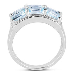 3.60 Carat Genuine Blue Topaz .925 Sterling Silver Ring