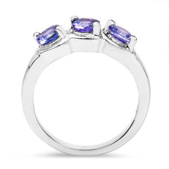 1.05 Carat Genuine Tanzanite .925 Sterling Silver Ring