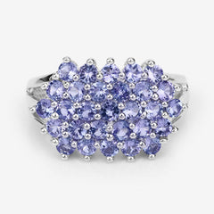 2.03 Carat Genuine Tanzanite .925 Sterling Silver Ring