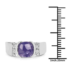 2.80 Carat Genuine Tanzanite .925 Sterling Silver Ring