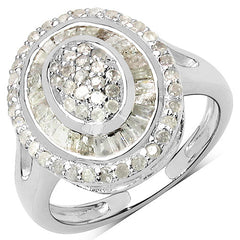 1.08 Carat Genuine White Diamond .925 Sterling Silver Ring