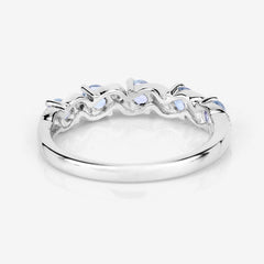 0.54 Carat Genuine Aquamarine and White Topaz .925 Sterling Silver Ring