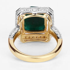 5.18 Carat Dyed Emerald and White Topaz .925 Sterling Silver Ring