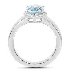 2.63 Carat Genuine Blue Topaz and White Topaz .925 Sterling Silver Ring