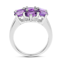 3.01 Carat Genuine Amethyst .925 Sterling Silver Ring