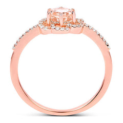 0.54 Carat Genuine Morganite and White Diamond 14K Rose Gold Ring