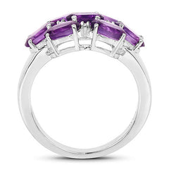3.05 Carat Genuine Amethyst and White Topaz .925 Sterling Silver Ring