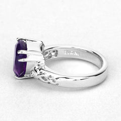 2.71 Carat Genuine Amethyst and White Topaz .925 Sterling Silver Ring